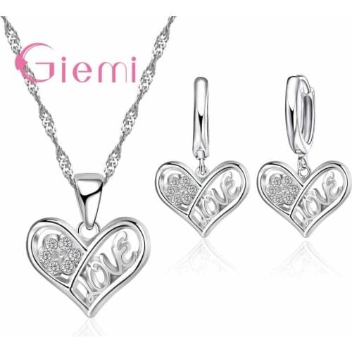 Beautiful Pattern Shape Crystal Stone Necklace Earrings for Women Engagement Jewelry Set 925 Sterling Silver and CZ