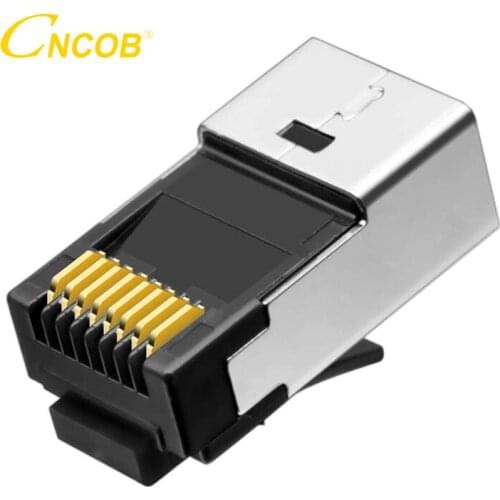 CNCOB Cat6 Ends, 50u Gold-Plated Ftp Ethernet Modular Plug, Cat 6 Rj45 8P8C Four-Piece Network Computer Crystal Head