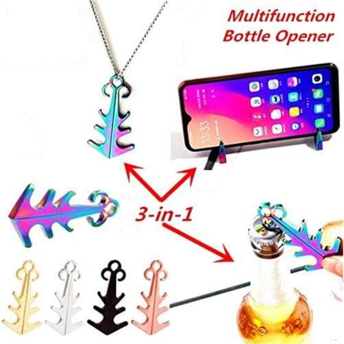 3-in-1 Magnetic beer bottle opener/Phone Stand desk/pendant necklace/Keychain Durable and convenient tablet Stand for Soft Drink