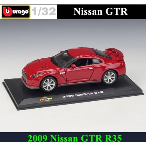 Bburago 1:32 2009 Nissan GTR R35 simulation alloy car model plexiglass dustproof display base package Collecting gifts