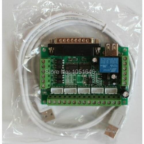 Upgraded 5 Axis CNC Interface Adapter Breakout Board For Stepper Motor Driver Mach3 +USB Cable, mach3 board