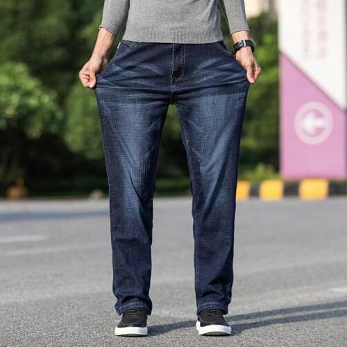 2022 Autumn and Winter Fashion Casual Stretch Straight Denim Trousers New Mens Loose Jeans Male Plus Size 40 42 44