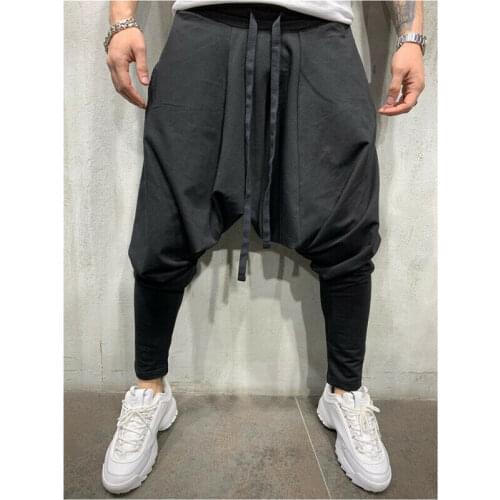 Mens Casual Sport Long Pant Jogger Cotton Harem Pants Hip Hop trousers