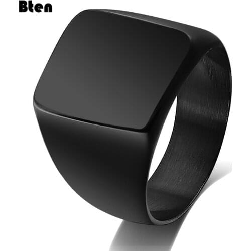 Bten Mens Ring Punk Rock Smooth 316L Stainless Steel Signet Ring For Men Hip Hop Party Jewelry Wholesale Male Wedding Anel