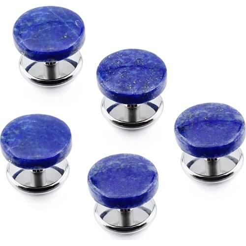 HAWSON Trendy Tuxudo Shirts Studs Set for Men 5Pcs/Set Round Natural Blue Sand Stone Studs High Quality Fashion Gift for Wedding