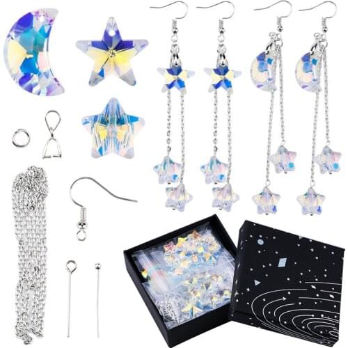 Jewelry Making Set Crystal Moon Pendant Glass Star Beads Jewelry Making Tools Earring Necklace Findings DIY handmade Craft