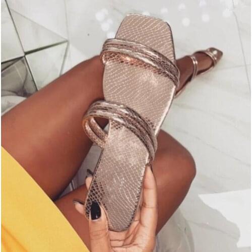 2020 new womens fashion wild beach shoes flat rubber outsole sandals double rings outdoor travel slippers