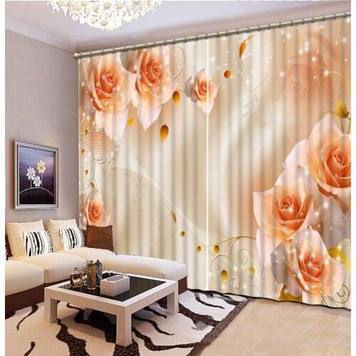 Orange curtains 3D Window Curtain Dinosaur print Luxury Blackout For Living Room flower curtains