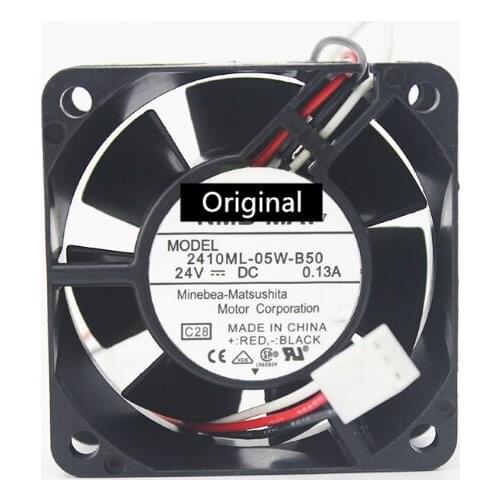 Original 100% working forNMB-MAT 2410ML-05W-B50 G00 DC 24V 0.13A 2-Wire 60X60X25mm Server Cooling Fan