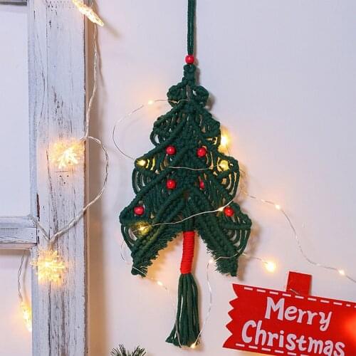 New Hand-Woven Macrame Wall Hanging Tapestry Christmas Tree Cotton Ornament Home Room Party Decor Kids Gifts Decoration