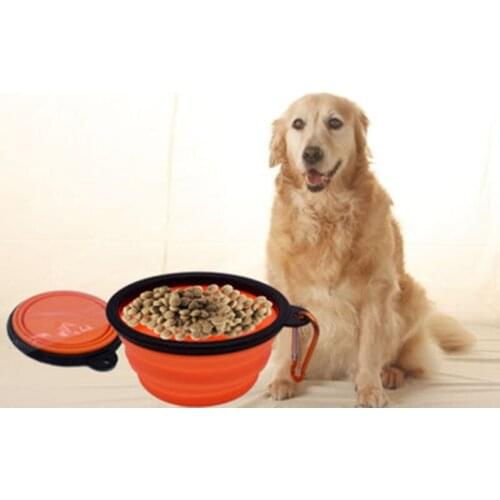 Dropshipping Folding Silicone Dog Bowl Outfit Portable Travel Bowl Dog Feeder Utensils Small Mudium Dog Bowls Pet Accessories