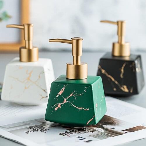 3 Colours luxury Golden Thunder Art Gold Pump Head European Hotel Bath Ceramic Soap Dispenser Lotion Perfume Liquid Pump Bottle