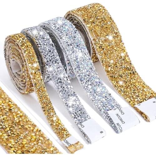 Rhinestone Ribbons Self-Adhesive Trim Gift Decorative Tape Handmade Rhinestone Tape Applicator Ribbon With Rhinestones Appliques