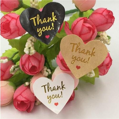 Pop Thank You Printed Sticker Heart Self-adhesive Jewelry Luxury Display Valentines Day Decoration Paper Stickers 100Pcs/Lot