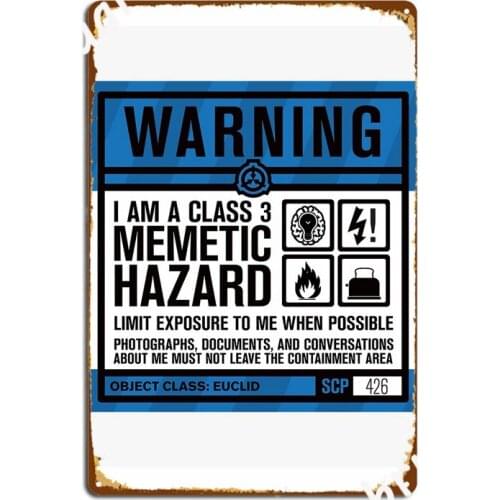 Scp 426 Warning Sign Metal Signs pub Garage Club Funny Poster Tin sign Posters