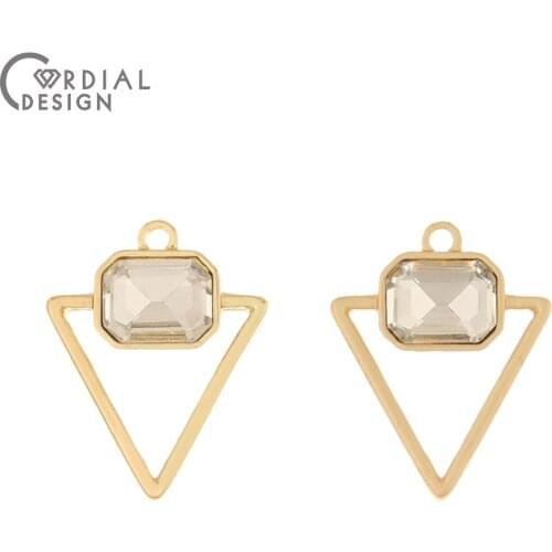 Cordial Design 100Pcs 16*21MM Earrings Accessories/Rhinestone Pendants/Geometry Shape/Jewelry Findings & Components/DIY Charms