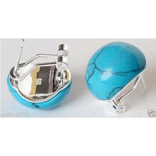 Earrings for women sterling-silver-jewelry stone Blue Round Jade Ball 925 Sterling Silver Earrings new