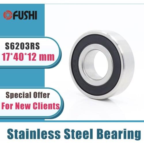 10PCS S6203RS Bearing 17*40*12 mm ABEC-3 440C Stainless Steel S 6203RS Ball Bearings 6203 Stainless Steel Ball Bearing