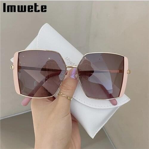 Imwete Classic Polygon Sunglasses Men Women Vintage Metal Driving Sun Glasses Ladies Trendy Square Eyewear Shades Gradient