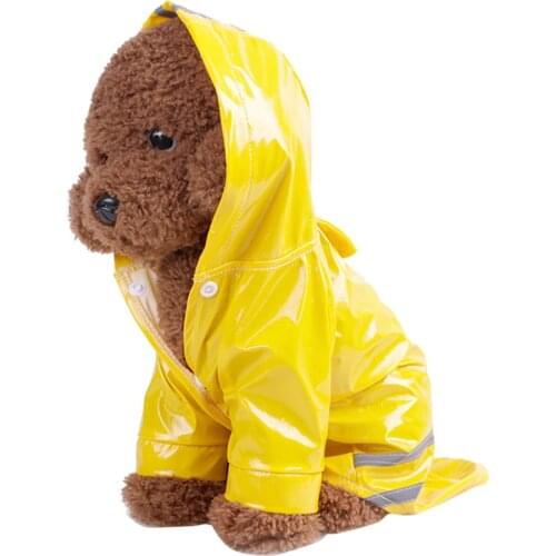 Reflective PU Pet Dog Hooded Raincoat Pet Waterproof Windproof Puppy Dog Jacket Outdoor Walking Small Dogs Rain Coat Poncho S-XL