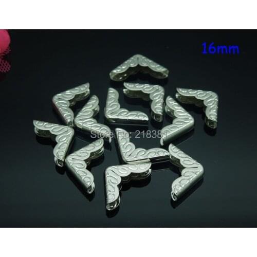Free Shipping-200PCs Silver Tone Book Corner Protectors 16mm*16mm*4mm Flower Pattern Scrapbooking Albums