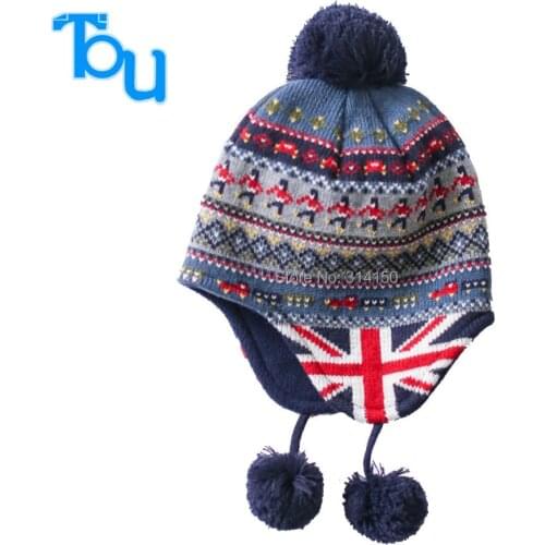 TOU--Hot Baby Girls/Boys Autumn And Winter Hats/Caps Cotton Soldiers Logo Jacquard Warm Hat