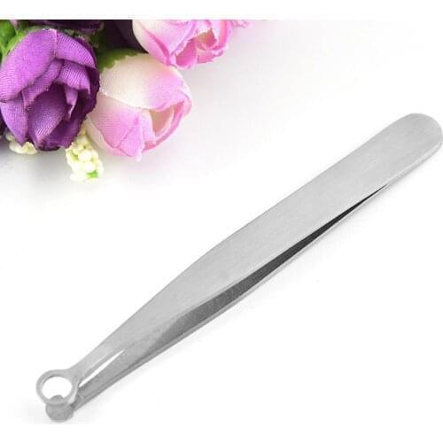 1Pcs Universal Nose Hair Trimming Tweezers Round Head Beauty Clip Eyebrow Tweezer Steel Nose Hair Removal Tweezers