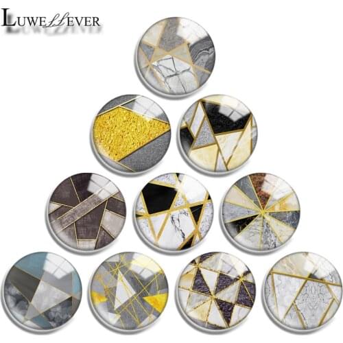 12mm 16mm 20mm 25mm 30mm 40mm 738 Geometric Patterns Mix Round Glass Cabochon Jewelry Finding 18mm Snap Button Charm Bracelet