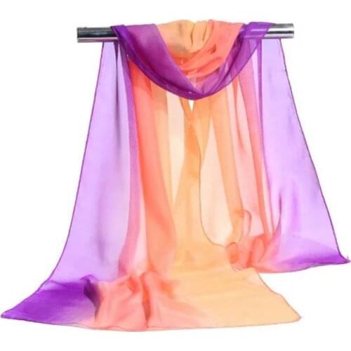 160*50cm New Fashion Woman Color Gradient Chiffon Scarf Wild Shawl Sunscreen Girl Scarf Scarves