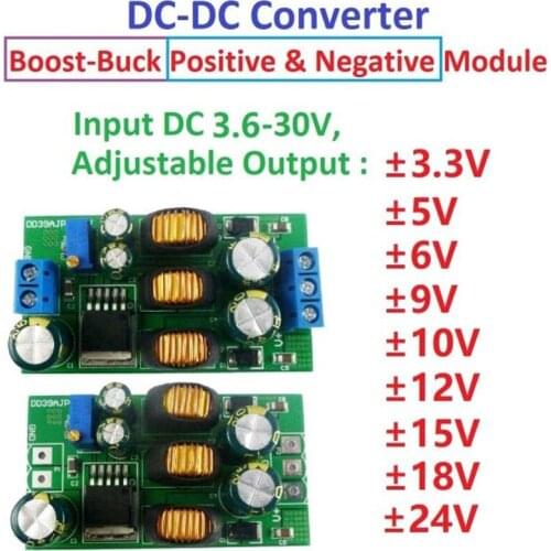 20W DC-DC Boost-Buck Converter Adjustable Positive Negative Dual Output Voltage Module 3.6-30V to ±3-30V Step-up Step-down Board