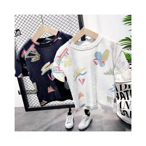 2019 Summer Baby Boys Clothes Children Short Sleeve Tee Tops Cactus Print Cotton Brand Funny T Shirts Toddler Girls T Shirt 2-7Y