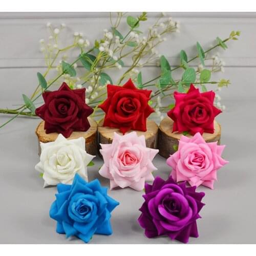 5pcs 8cm 8colors Artificial Silk Flannelette Rose Craft Flower Head For DIY Wedding Home Garden Flowers Wall Bouquet Christmas