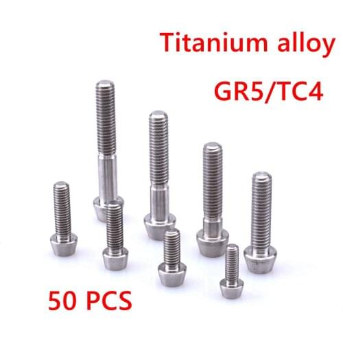 TonKing Titanium Screws GR5/TC4 Fastener Metric Titanium M4-6 Cone head hexagon bolt 10 pcs