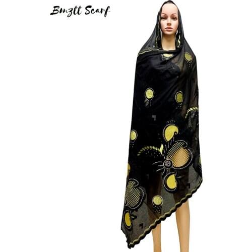 African Femme Scarf Shawl Winter Cotton Embroider Turban Muslim Fashion Headscarf Turkey India Shawl For Women Arabic BF-191