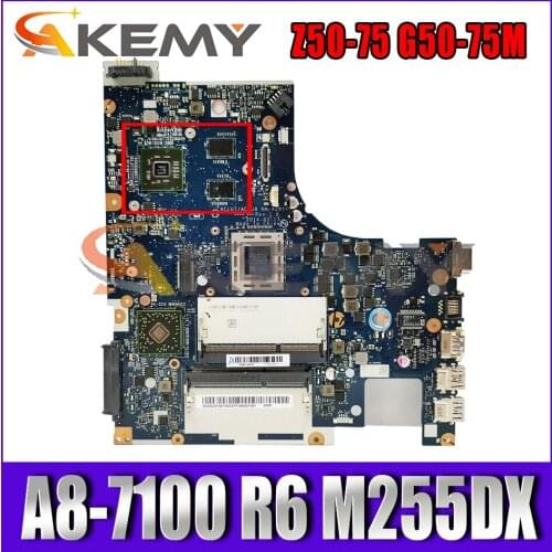 Akemy ACLU7/ACLU8 NM-A291 Motherboard For Lenovo Z50-75 G50-75M Laptop Motherboard CPU A8-7100 R6 M255DX 2G 100% Test Work