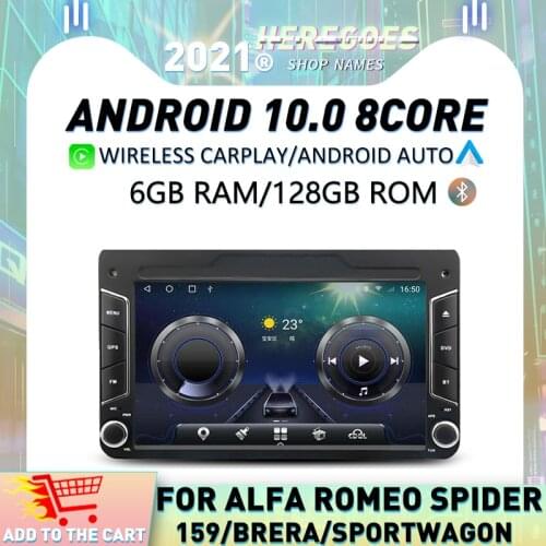 Carplay 7" IPS Android 10.0 6GB+128GB Car DVD Player GPS Map WIFI Bluetooth RDS Radio For Alfa Romeo Brera 159 Sportwagon Spider