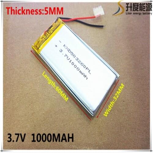 Free shipping 3.7 V 503260 lithium-ion polymer battery 1000 mah vehicle traveling data recorder LED speakers toys