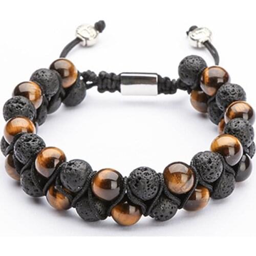 Tibetan Style Beaded Weave Bracelet Tiger Eye Volcanic Bracelet Mala Bracelet Bangle Jade Jewelry