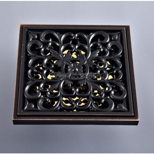 Black Oil Rubbed Brass Square Floor Waste Grates Bathroom Shower Drain Floor Drain Lhr094