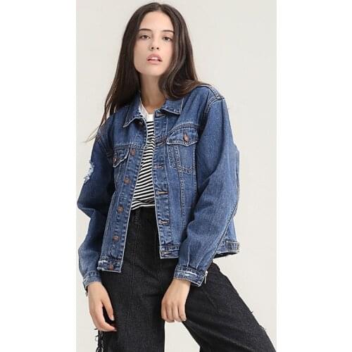 Cotton Blue Womens Denim Jacket Autumn Spring Fashion Casual England Womens Windbreaker Outwear Ladies Female Jeans Coat Girls
