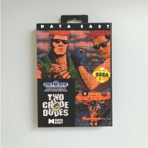 Two Crude Dudes - USA Cover With Retail Box 16 Bit MD Game Card for Sega Megadrive Genesis Video Game Console