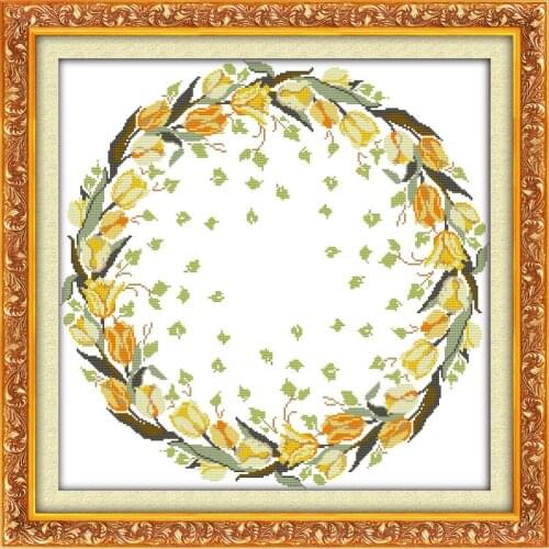 Joy Sunday Lily garland (1)DIY Cross Stitch Kits Embroidery Needlework 11&14CTDIY Cross Stitch on Canvas Chinese Embroidery
