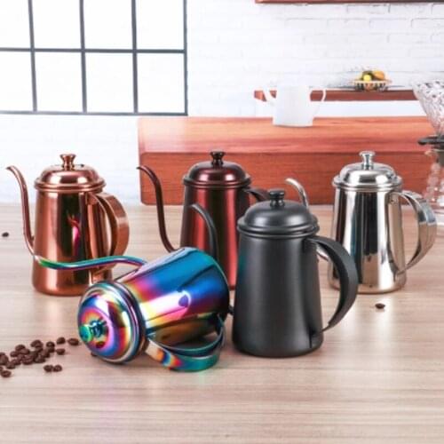 650ml Coffee Pot 304 Stainless Steel Long Mouth Gooseneck Spout Kettle Hand Drip Kettle Pour Over Coffee With lid