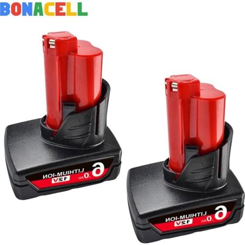 Bonacell 6.0Ah 12V Power Tool Li-ion Battery for Milwaukee M12 C12 XC 48-11-2440 48-11-2402 48-11-2411 48-11-2401