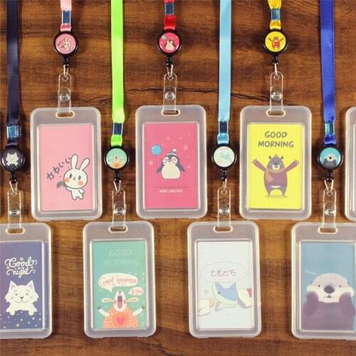 Cute Cartoon Retractable Badge Card Holder School Office Supplies Nurse Doctor Exhibition Pull Key ID Name Card Badge Holder