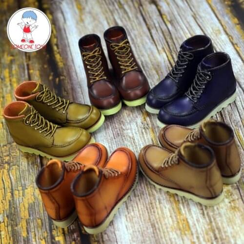 1/6 Scale SK005 Mens Retro High-top Locomotive Shoes Male Figure Boots Model with Feet for 12'' Body