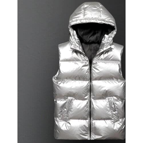 Mens Winter Vest Hooded Cotton-Padded Thickening Vest Men Windbreaker Mens Jacket Sleeveless Casual Male Coats Outdoors Vests