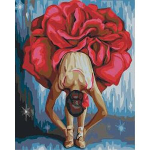 DIY Framed Flower Girl Oil Painting By Numbers Adults Colorful Paint Wall Art Picture For Living Room Home Decor