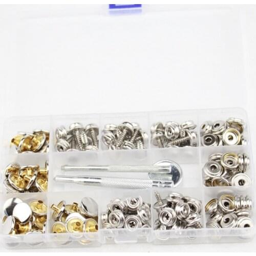 50 Set Snap Fastener Screw Kit Stainless Steel Push Button Cover Plane Tent Boat Camping Car Canopy Accessories Tools