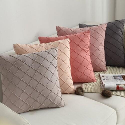 Pink Grey Yellow Brown Diamond Pleat Cushion Cover Home Decoration Pillow Cover Pink Orange 30x50cm Pillows Case Pillowsham